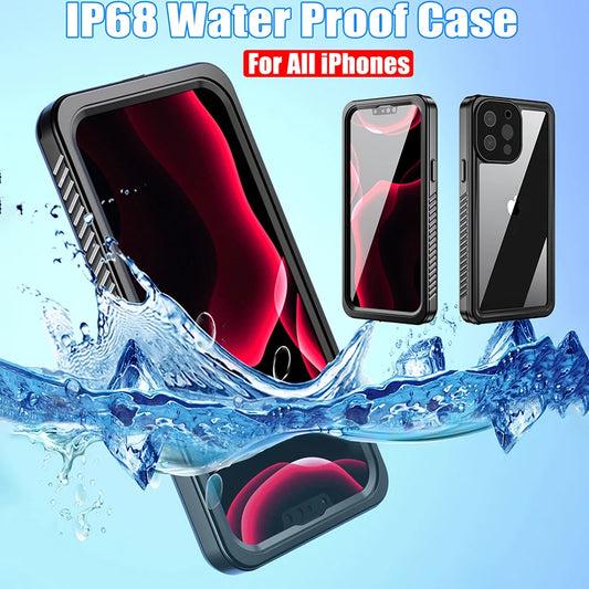 Full Sealed IP68 Underwater Waterproof Case for Iphone 15 14 13 12 Pro Max Mini 11 XS Max XR 7 8 plus 5 SE 2 3 Diving Swim Cover