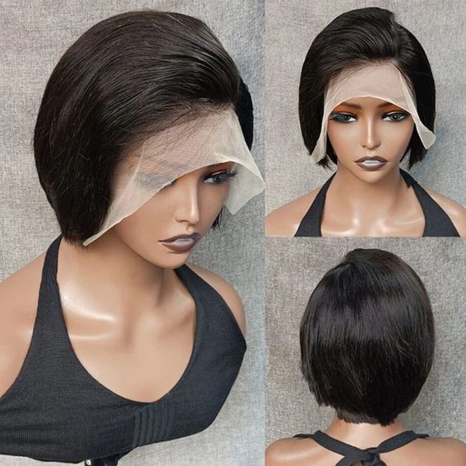 Pixie Cut Wig Lace Front Human Hair Wigs Pre plucked Brazilian Hair HD Transparent Short Bob Wigs Straight Pixiecut Wig