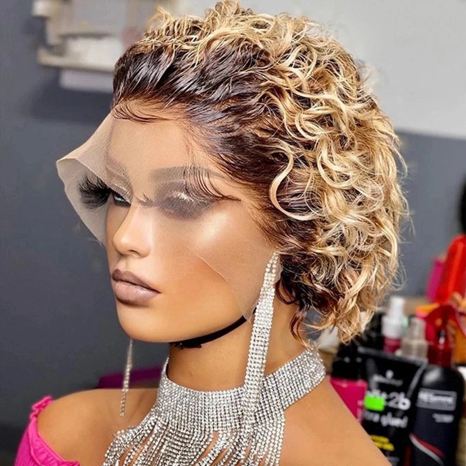 Pixie Cut Wig Human Hair 13X1 Lace Frontal Wigs Human Hair Short Bob Human Hair Wigs for Black Women Lace Front Human Hair Wig