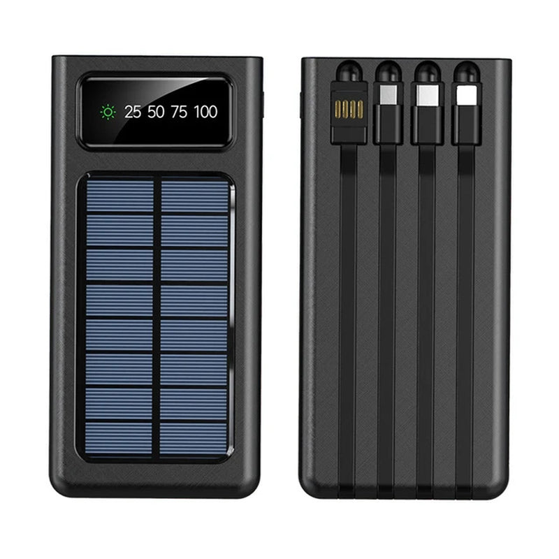 80000Mahtop Solar Charger Solar Power Bank Built Cables Portable Power Source 2 USB Ports for Xiaomi Iphone with LED Light New