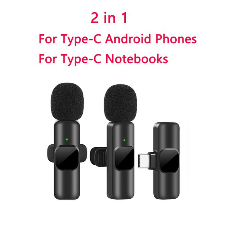 New Wireless Lavalier Microphone Portable Audio Video Recording Mini Mic for Iphone Android Live Broadcast Gaming Phone Mic