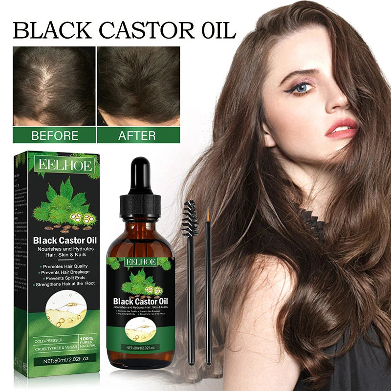 Organic Black Castor Oil for Hair Growth Jamaican Scalp Dense Hair Strengthening Hair Loss Prevention Repair Nourishing Liquid